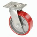 Global Equipment Heavy Duty Swivel Plate Caster 8" Polyurethane Wheel 1200 Lb. Capacity CW4-820S-PSRB